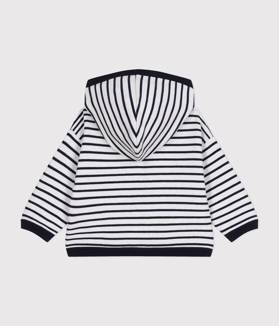 Sweatshirt à capuche bébé blanc MARSHMALLOW/bleu SMOKING
