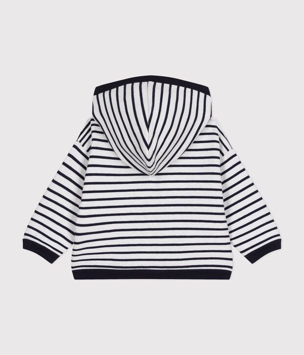 Sweater met kap voor baby's wit/blauw