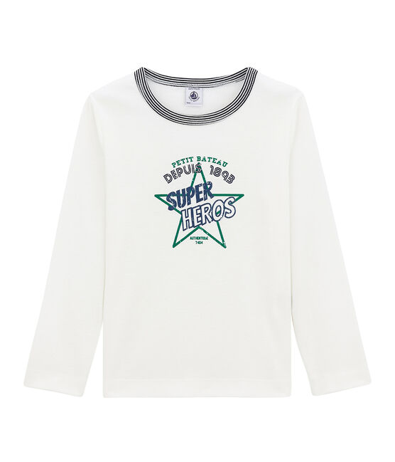 Jongens tee-shirtmet lange mouwen wit MARSHMALLOW