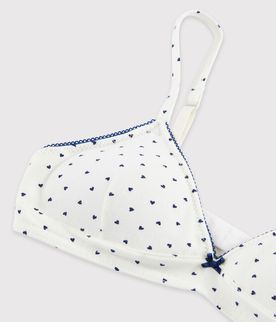 Soutien-gorge paddé mini cœurs fille blanc MARSHMALLOW/bleu MEDIEVAL