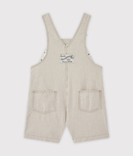 Korte salopetteshort voor babyjongens grijs MINERAI/wit LAIT