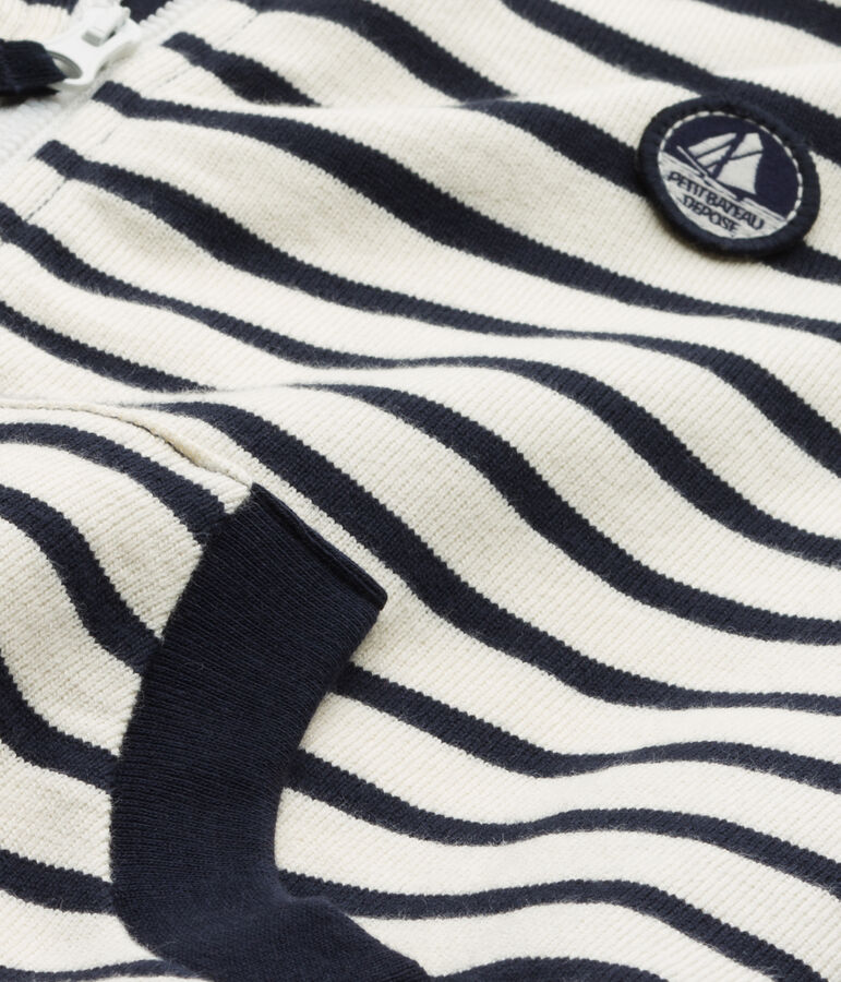 Sweat zipp&eacute; gar&ccedil;on en jersey lourd wit/blauw