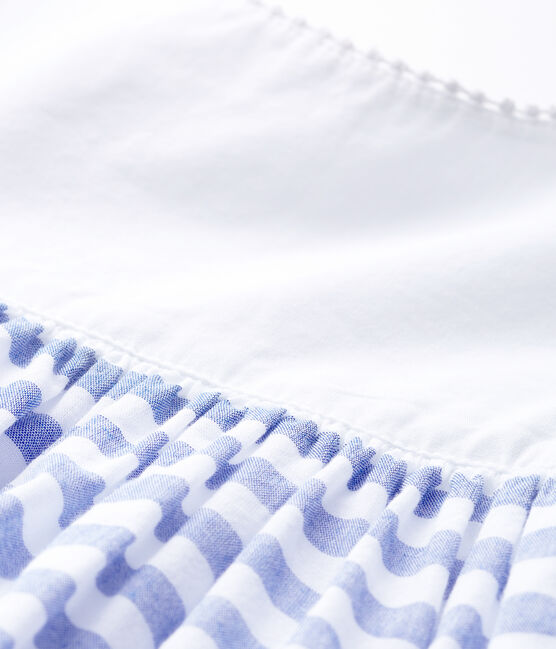 Jurk met korte mouwen voor baby meisje wit MARSHMALLOW/blauw RIYADH