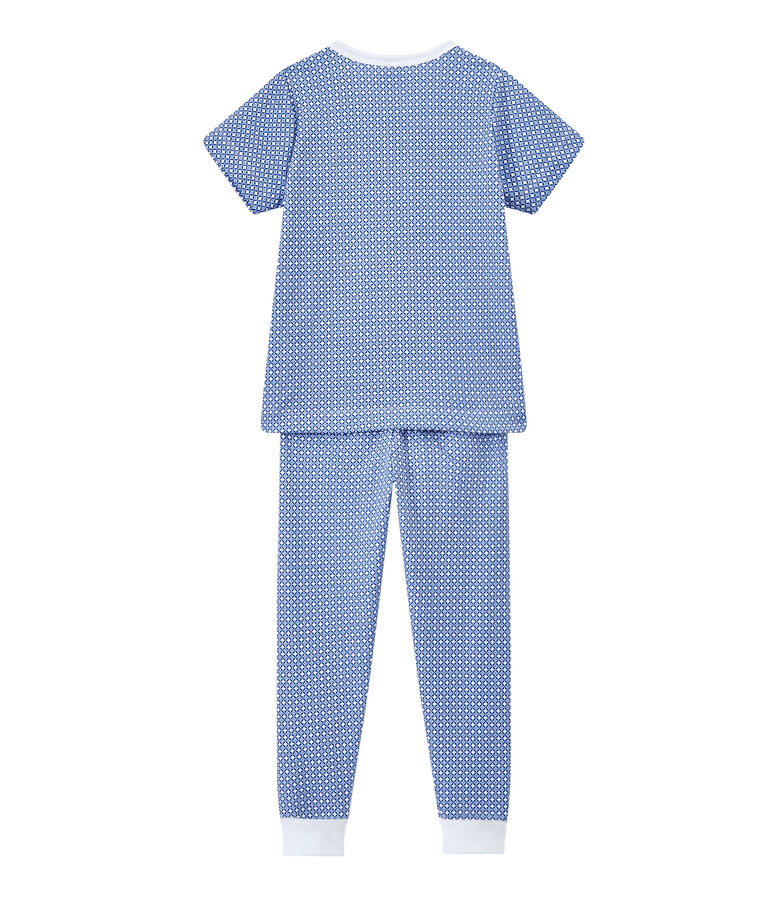 Jongenspyjama met korte mouwen in tubic wit/blauw