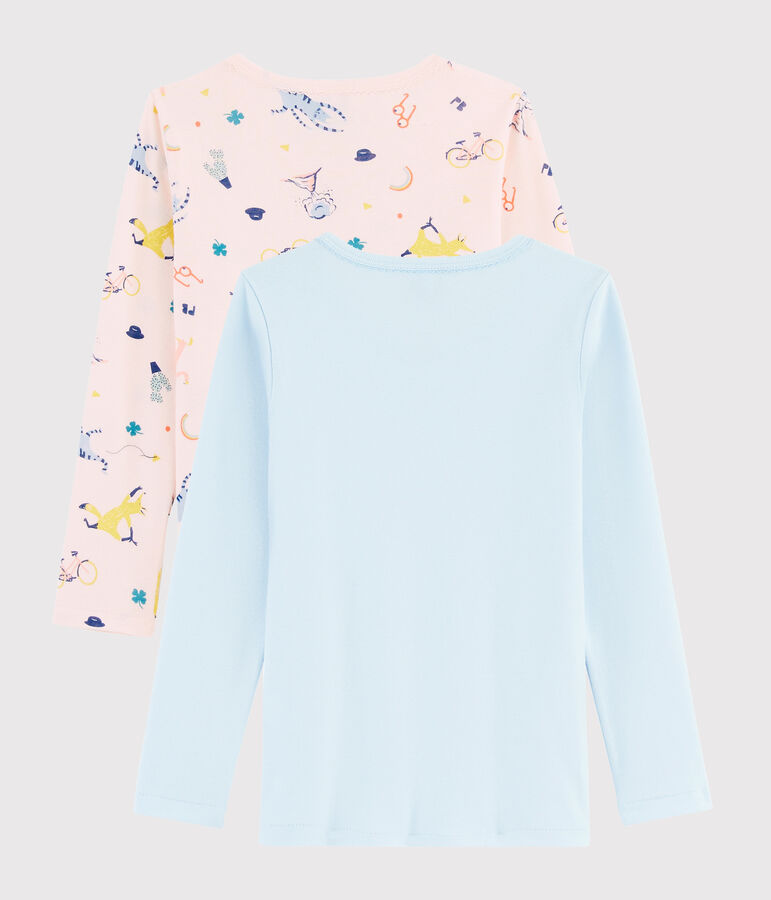 Set met 2 T-shirts lange mouwen meisjes met dieren en yoga multicouleur