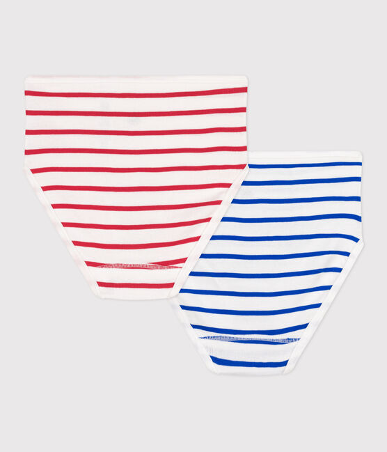 Set van 2 katoenen damesslips met hoge tailles en strepen variante 1