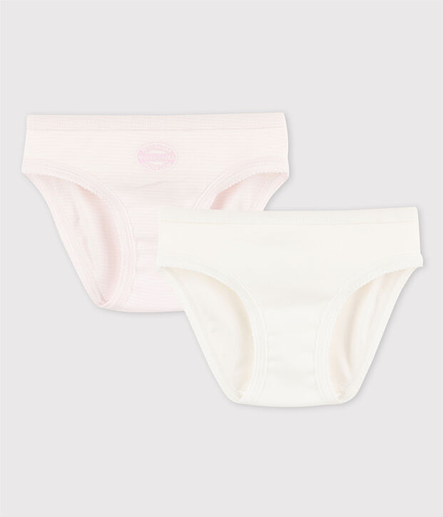 Lot de 2 culottes milleraies rose petite fille en c&ocirc;te multicouleur