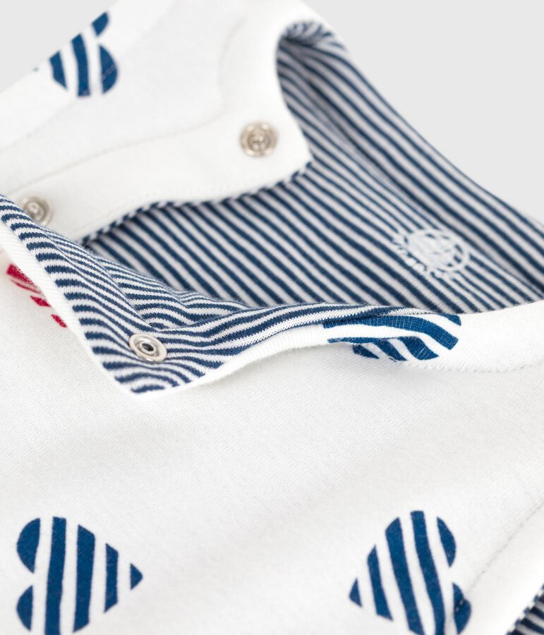 Gilet sans manche r&eacute;versible b&eacute;b&eacute; en coton imprim&eacute; blanc/rouge