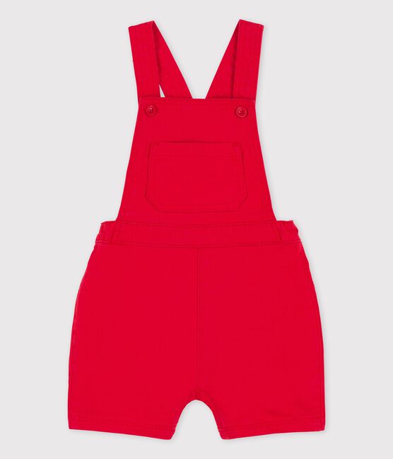 Korte kleurrijke tuinbroek van denim voor baby's rood PEPS