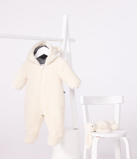 Skipakje voor baby's in sherpa met oortjes en voering met tinneroy-streepje ecru MILK