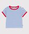 Katoenen T-shirt met korte mouwen en streepjes voor baby's blauw MILK/ PERSE