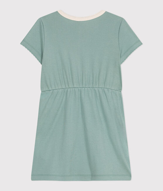 Robe enfant en coton manches courtes uni vert PAUL