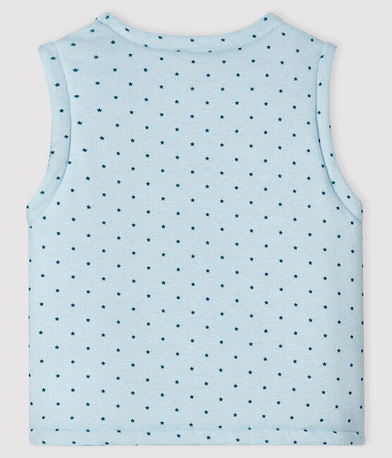 Gilet bleu sans manches réversible bébé garçon en côte ouatinée bleu FRAICHEUR/blanc MULTICO