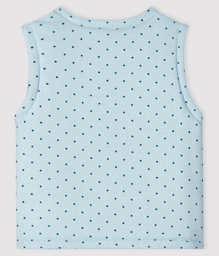 Blauw mouwloos omkeerbaar vest van gewatteerde ribstof babyjongen blauw/multicouleur