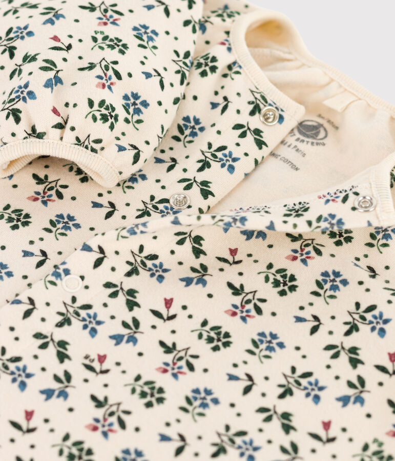 Lang katoenen pakje met print voor baby's ecru/multicouleur