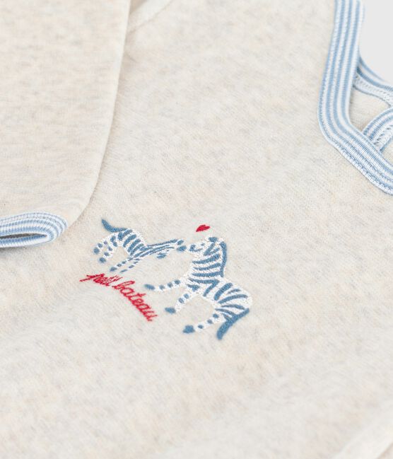 Effen fluwelen babypyjama met sluiting op de rug beige MONTELIMAR CHINE