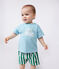 Effen katoenen T-shirt met korte mouwen voor baby's blauw AQUATIC