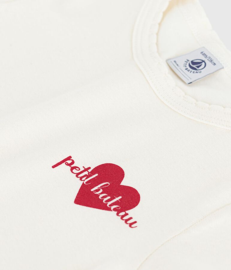 Tee-shirt enfant &agrave; manches courtes imprim&eacute; &eacute;cru