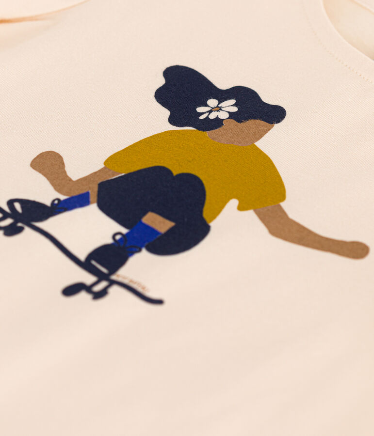 Tee-shirt en jersey l&eacute;ger enfant fille &eacute;cru/multicouleur