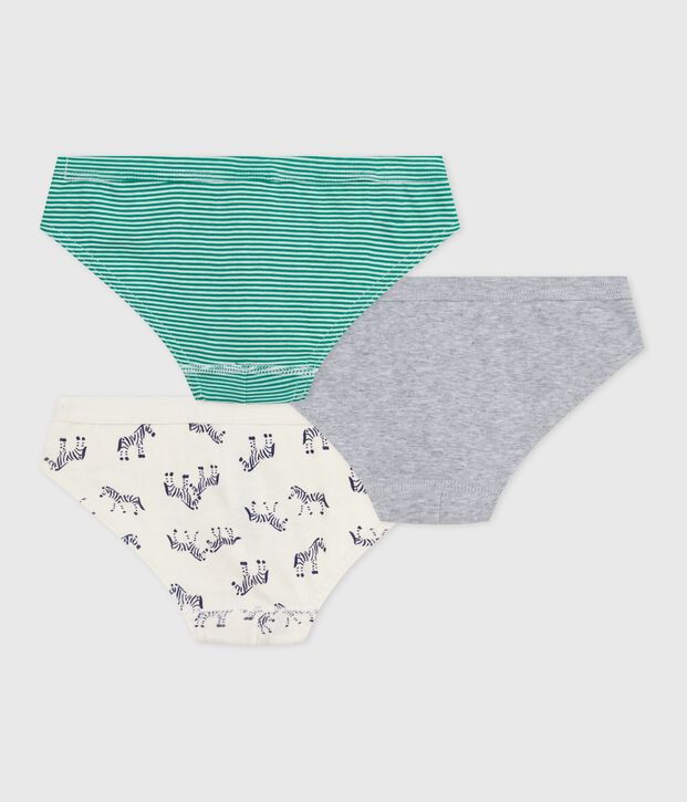 Lot de slips enfant en coton imprim&eacute; z&egrave;bres multicouleur