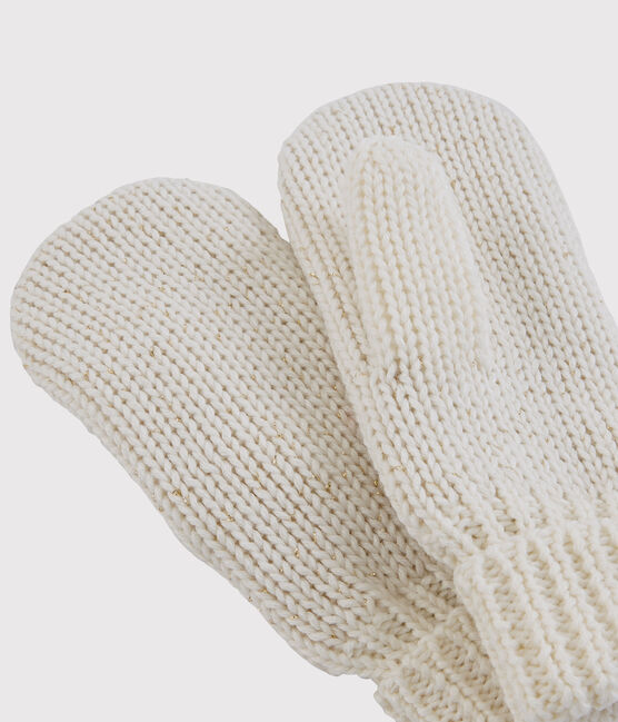 Moufles enfant fille blanc MARSHMALLOW/jaune OR