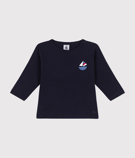 Katoenen T-shirt met lange mouwen voor baby's blauw SMOKING