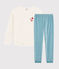 Pyjama fille / femme en velours blanc MARSHMALLOW/ BRUME