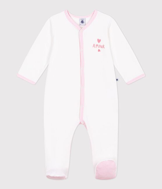 Pyjama bébé en velours uni blanc MARSHMALLOW