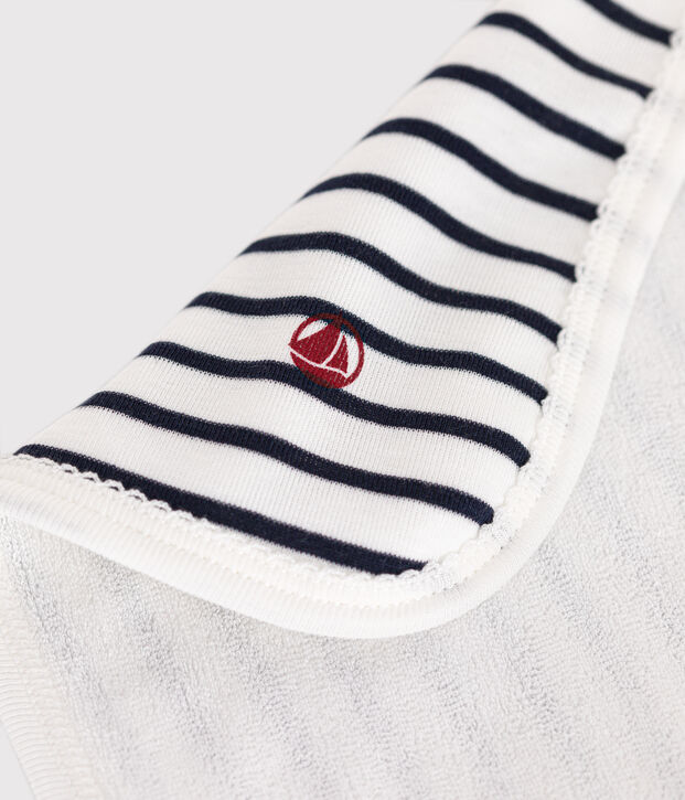 Lingette b&eacute;b&eacute; en coton et en &eacute;ponge &agrave; rayures blanc/bleu