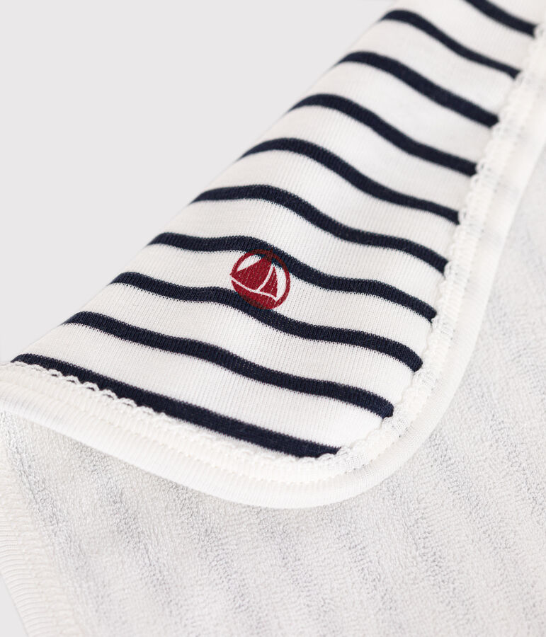 Lingette b&eacute;b&eacute; en coton et en &eacute;ponge &agrave; rayures blanc/bleu