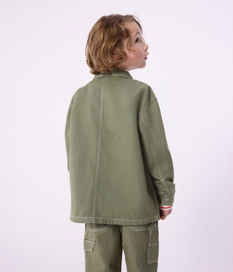 Veste enfant en coton unie vert OLIVINE