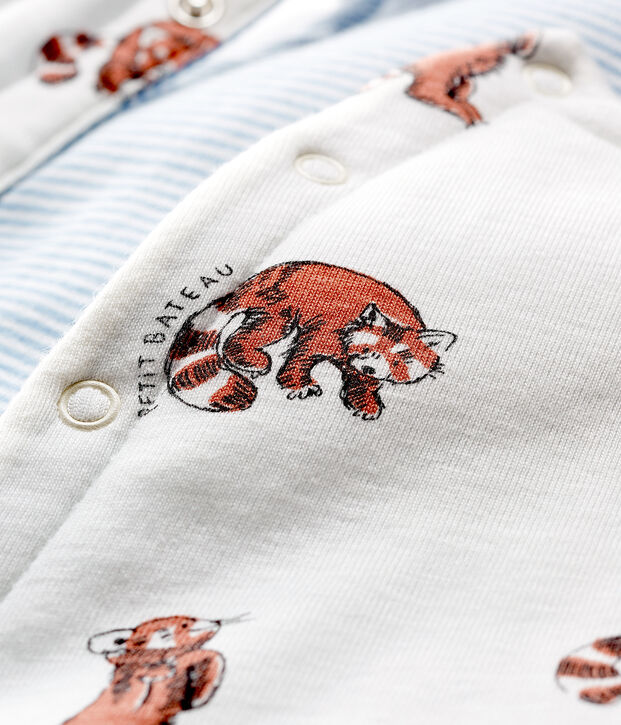Gilet sans manches r&eacute;versible b&eacute;b&eacute; gar&ccedil;on en c&ocirc;te ouatin&eacute;e blanc/multicouleur