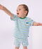 Tweekleurige gestreepte babyshort van katoen wit/multicouleur