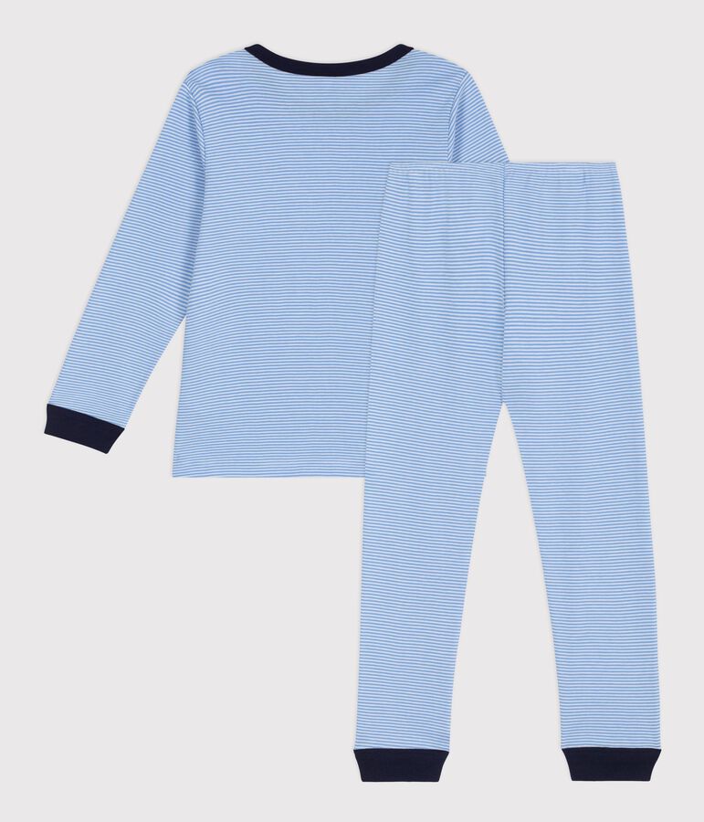 Katoenen kinderpyjama met strepen blauw/wit
