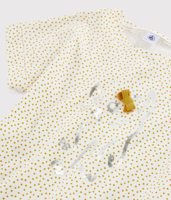 Tee-shirt imprimé enfant fille blanc MARSHMALLOW/jaune BOUDOR