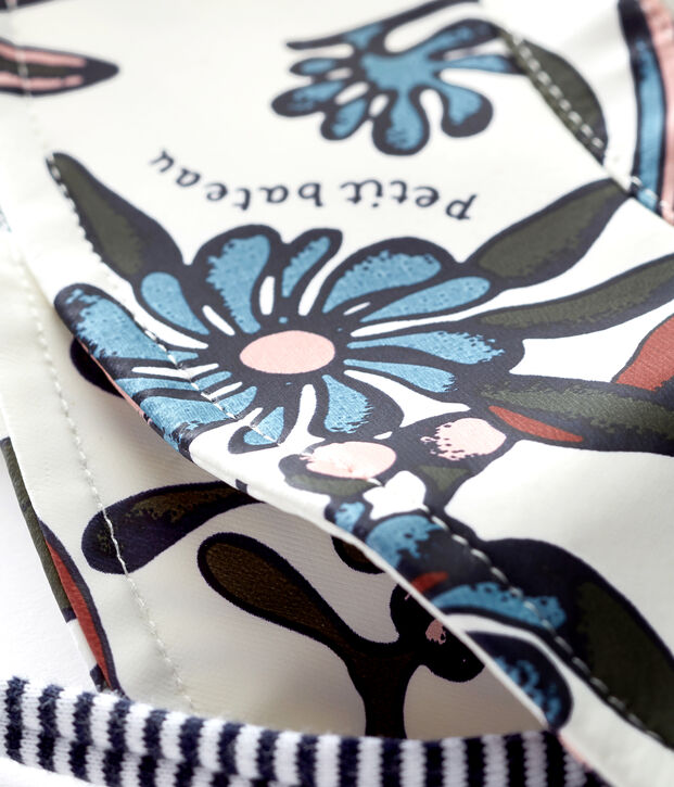 Zonnehoedje met print in lakstof voor babymeisjes wit/multicouleur