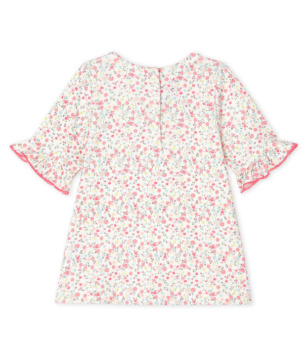 Blouse met korte mouwen en print babymeisje wit/multicouleur