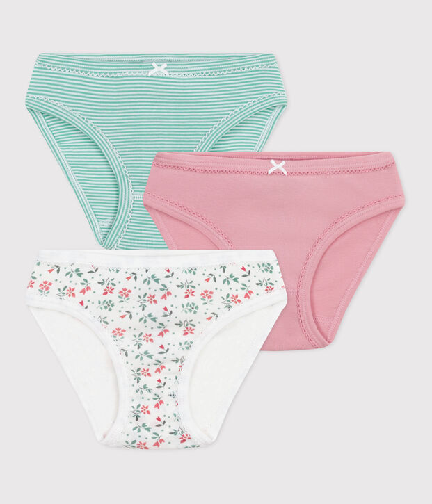 Setje met 3 katoenen onderbroekjes met bloemenprint voor kinderen multicouleur