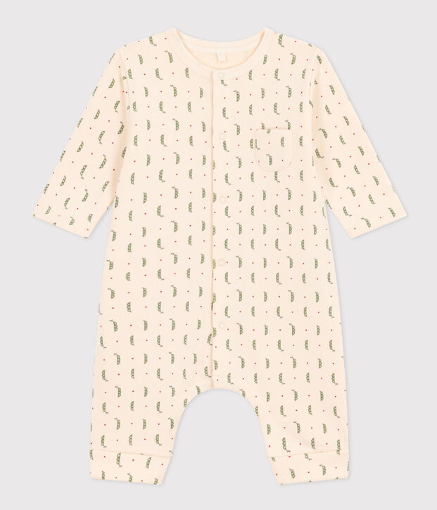 Combinaison longue en molleton b&eacute;b&eacute; &eacute;cru/multicouleur
