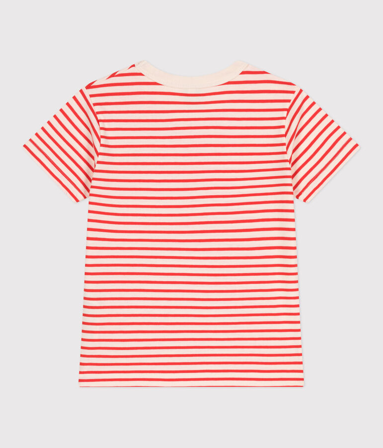 Katoenen kinder-T-shirt met korte mouw en streepjes rood AVALANCHE/ SPICY