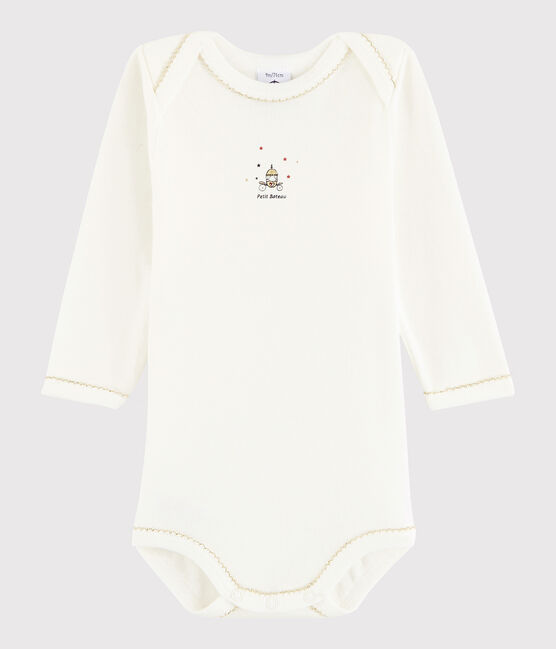 Rompertje lange mouwen babymeisje wit Lait