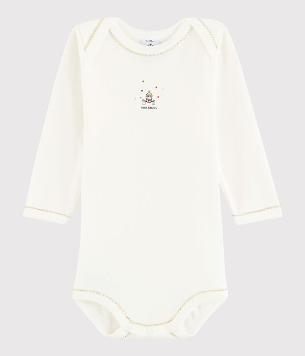 Body manches longues b&eacute;b&eacute; fille blanc Lait