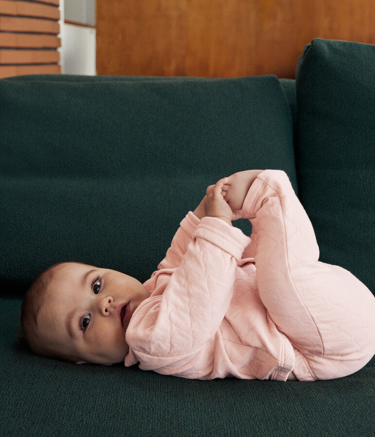 Ensemble 2 pi&egrave;ces en tubique matelass&eacute; b&eacute;b&eacute; rose SALINE