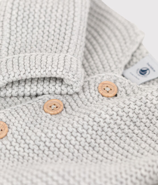 Gebreide uniseks babycardigan in ribbelsteek grijs BELUGA CHINE