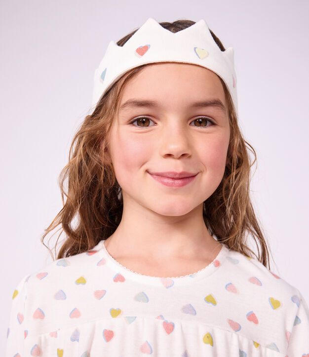 Katoenen kindernachthemd in prinsessenthema met diadeem wit/multicouleur