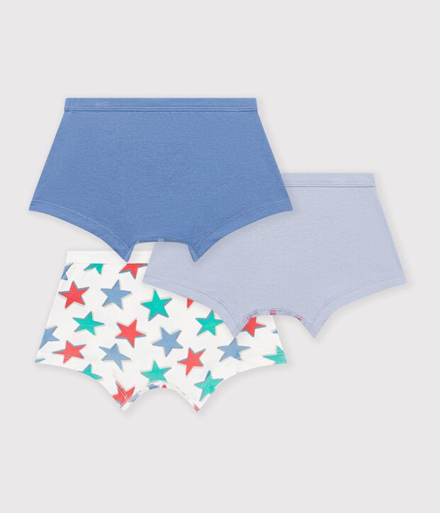 Lot de boxers ceinture collet&eacute;e enfant en coton imprim&eacute; &eacute;toiles multicouleur