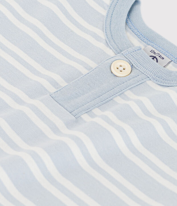 Tee-shirt manches courtes b&eacute;b&eacute; en jersey ray&eacute; bleu/blanc