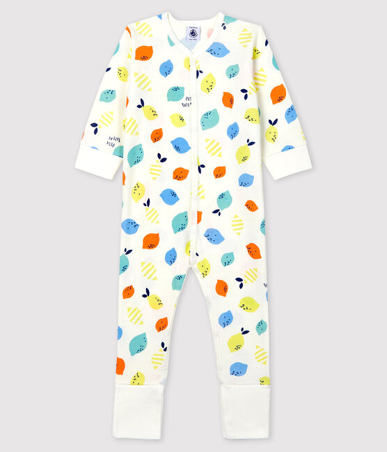 Dors-bien à pieds amovibles bébé en coton biologique blanc MARSHMALLOW/blanc MULTICO