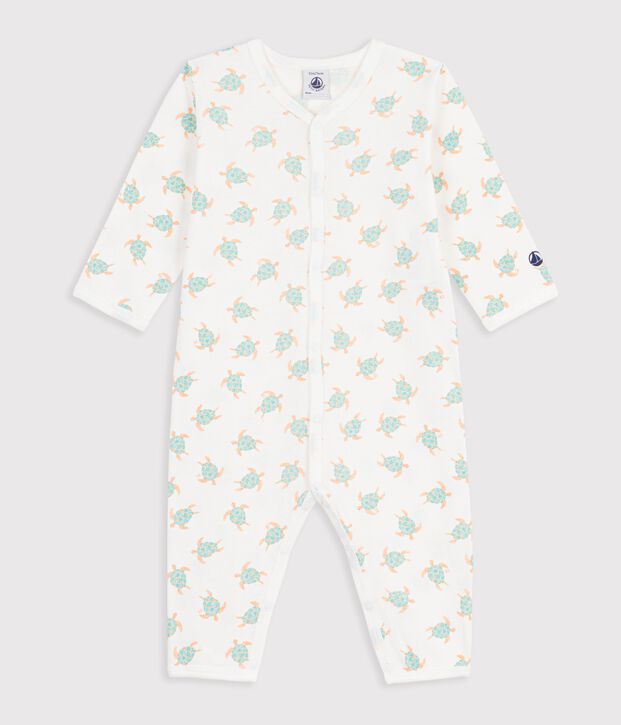 Dors bien sans pied en coton blanc/vert/multicouleur