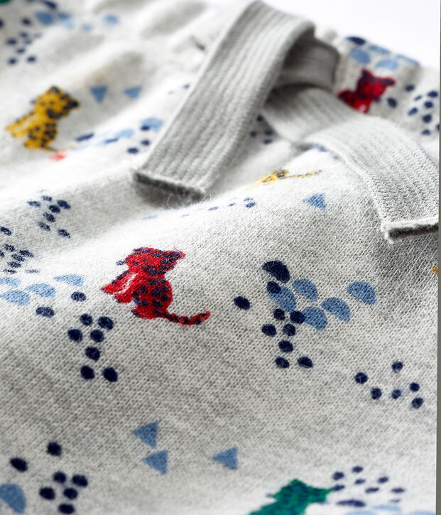 Broek van molton met print babyjongen grijs/multicouleur